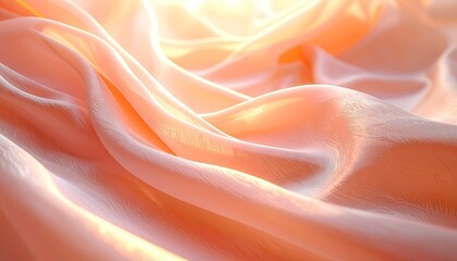 Peach Colored Fabric Draped in Soft Light