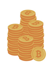 ビットコインのコインが積み上がったイラスト