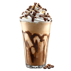 Chocolate Frappe with Whipped Cream, isolated on transparent background