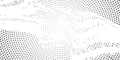 Abstract halftone wave dotted background. Futuristic twisted grunge pattern, dot, circles. Vector modern business cards, cover, labels mock-up, stickers layout vector