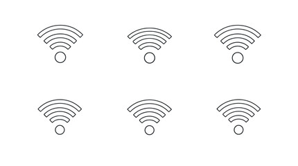Six wifi signal icons arranged in two rows on a white background, depicting wireless connectivity.