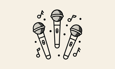 Microphone with Music Notes
