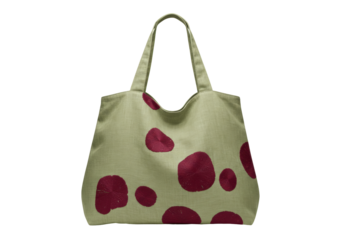 Isolated fashion tote bag, trendy fabric bag, market shopping bag with a pattern of circles