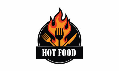 Black and Red Hot Food Logo