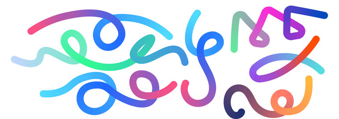 Lines with Color Gradient. Abstract png Shapes. Wave Design Elements for Backgrounds, Patterns, Posters and Banners. Wavy Rainbow Ribbons. Spiral Geometric doodle Graphics