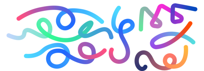 Lines with Color Gradient. Abstract png Shapes. Wave Design Elements for Backgrounds, Patterns, Posters and Banners. Wavy Rainbow Ribbons. Spiral Geometric doodle Graphics