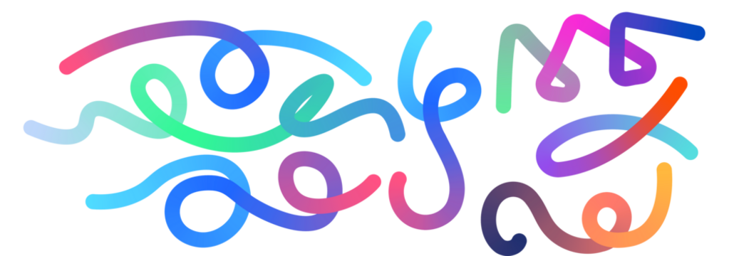 Lines with Color Gradient. Abstract png Shapes. Wave Design Elements for Backgrounds, Patterns, Posters and Banners. Wavy Rainbow Ribbons. Spiral Geometric doodle Graphics