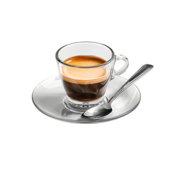 Espresso in Glass Cup, isolated on transparent background