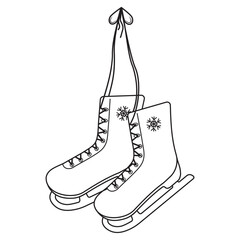 An isolated pair of winter sports shoes for doodle-style speed skating competitions
