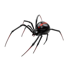 Black Widow Spider 3d rendered, isolated on transparent background