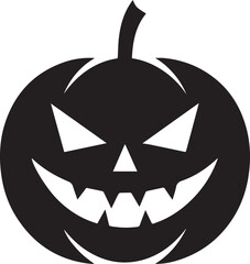 Vector scary jack o lantern silhouette isolated on white background
