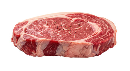 Raw ribeye steak cutout isolated on transparent background