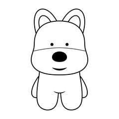 Cute Cartoon Dog with a friendly smile Vector Illustration. Perfect for childrens designs, coloring books, stickers, logos or educational materials.