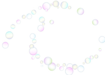 Soap bubbles flew randomly on a white background. Vector illustration