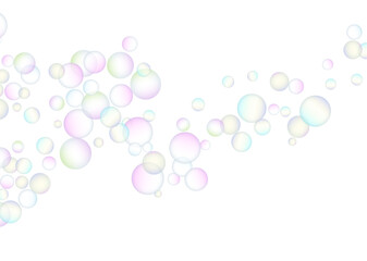 Soap bubbles flew randomly on a white background. Vector illustration