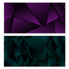 Fototapeta premium Abstract polygonal pattern. Set of two dark gradient polygonal backgrounds. Background design, cover, postcard, banner