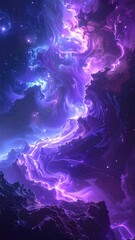 Purple and Blue Cosmic Nebula with Sparkling Stars