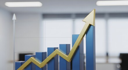 Fototapeta premium 3D Business Growth Chart with Arrow