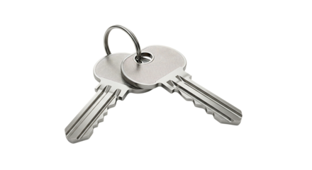 Two silver keys connected by a ring, representing security, access, and the ability to unlock
