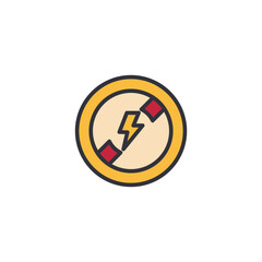 A circular power button icon representing energy activation, electrical control systems, and power-on mechanisms in digital devices.
