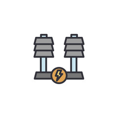 An icon of power transmission towers indicating high-voltage electricity distribution across long distances in infrastructure systems.