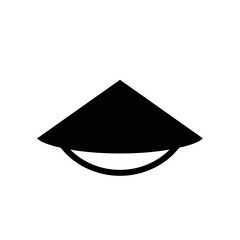 Asian conical hat icon in black for culture and tradition design