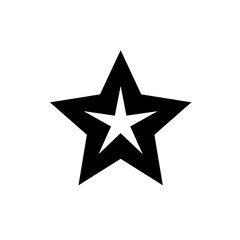 Star icon in black with cut-out for celebration or rating design
