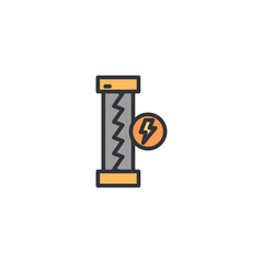 An electric fuse or circuit breaker symbol showing electrical safety, overload protection, and energy control components.