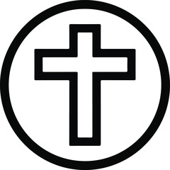 Fototapeta premium Cross in Circle Frame illustration, religious cross silhouette, Jesus Christ Clipart, Christian Cross Design