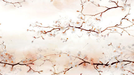 Obraz premium Seamless pattern featuring delicate cherry blossoms branches, creating serene and elegant atmosphere. soft colors evoke sense of tranquility