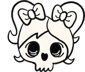 Cute skull with bows vector illustration spooky and kawaii design perfect for Halloween or alternative fashion themes