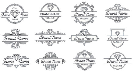 Elegant diamond logo designs for jewelry brands and businesses.