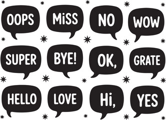 Trendy speech bubbles with positive message vector
