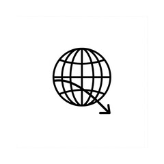 Fototapeta premium Global network connection with downward arrow vector illustration scalable icon.A clean vector illustration of a globe with a downward trending arrow, symbolizing global decline, financial downturn.