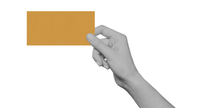Hand Holding Yellow Card PNG Transparent Background Isolated