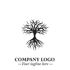 Root of the Tree Logo Symbol in Black and White Minimalist Vector Illustration Design