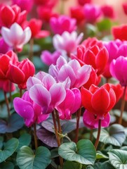 Obraz premium Colorful Cyclamen Flowers Close-up