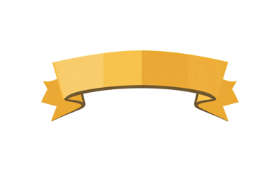 Simple gold banner with curled, star-shaped ends