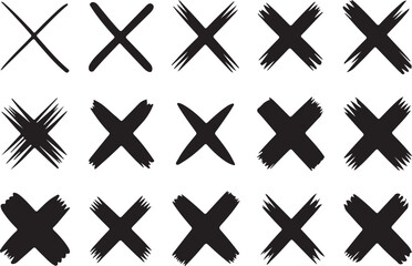 Hand drawn 'X' marks symbol set for design