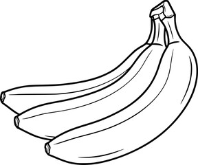 Three Bananas Black Clipart - Simple Outline Fruit Illustration
