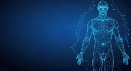 Digital rendering of human anatomy with a glowing blue network