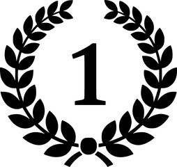 first laurel glyph flat vector icon