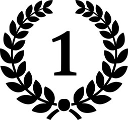 first laurel glyph flat vector icon