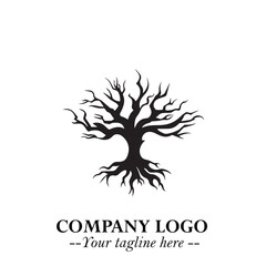 Root of the Tree Logo Symbol in Black and White Minimalist Vector Illustration Design