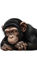 Contemplative Chimpanzee Resting - A Portrait of Thoughtful Reflection.