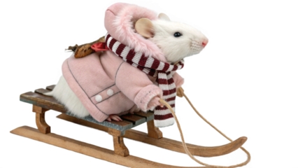 Mouse wears a cute outfit, isolated on a transparent background PNG