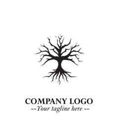 Root of the Tree Logo Symbol in Black and White Minimalist Vector Illustration Design
