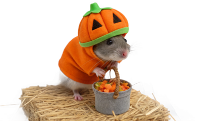 Mouse wears a cute outfit, isolated on a transparent background PNG