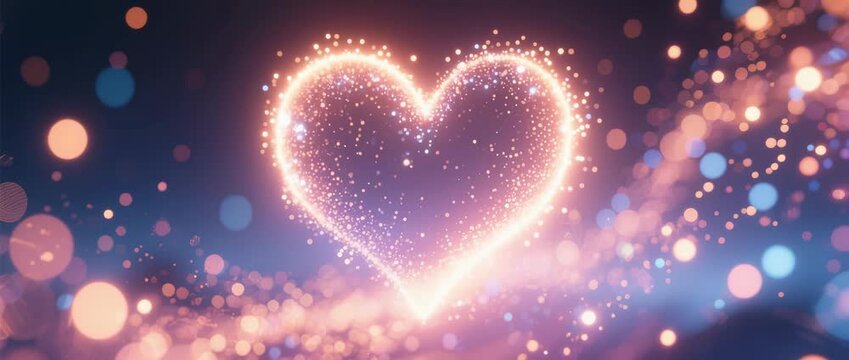 Romantic heart shaped bokeh lights, a vector illustration for a Valentine's Day love symbol and wedding celebration