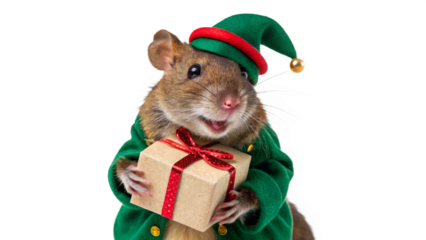 Mouse wears a cute outfit, isolated on a transparent background PNG